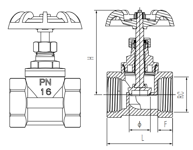 Brass Globe Valve Drawing